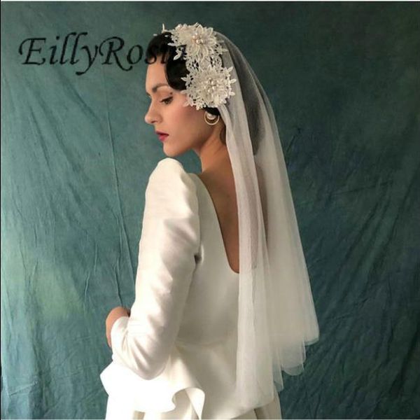 

bridal veils arrival retro wedding with headwear lace appliques jewelry short novia accesorios voile mariage, Black
