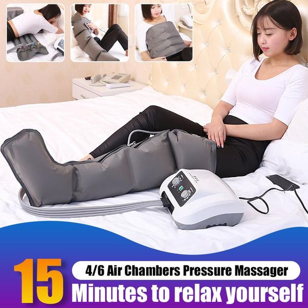 

6/4 air chambers leg compression massager vibration pump therapy arm waist pneumatic wraps relax pain relief massage us plug electric massag
