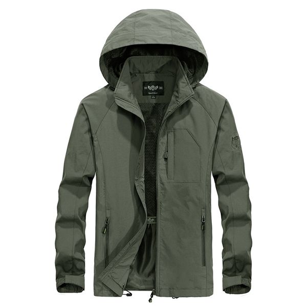 Plus size 5xl masculina impermeável jaqueta respirável primavera outono fino casual exército exército tático windbreaker casaco casaco 210818
