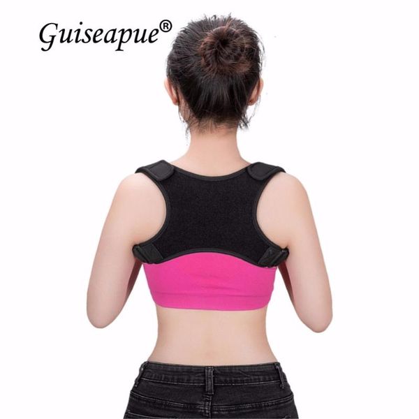 

guiseapue spine posture corrector protection back shoulder correction band humpback pain relief brace support, Black;blue