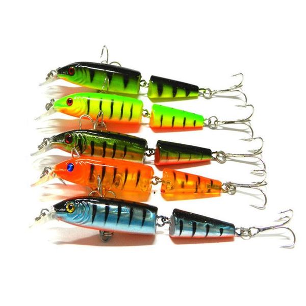 10.5CM 9.6g 2 sezioni Pesca Minnow Richiamo Esche artificiali Ganci Crankbait Affrontare esche rigide in plastica