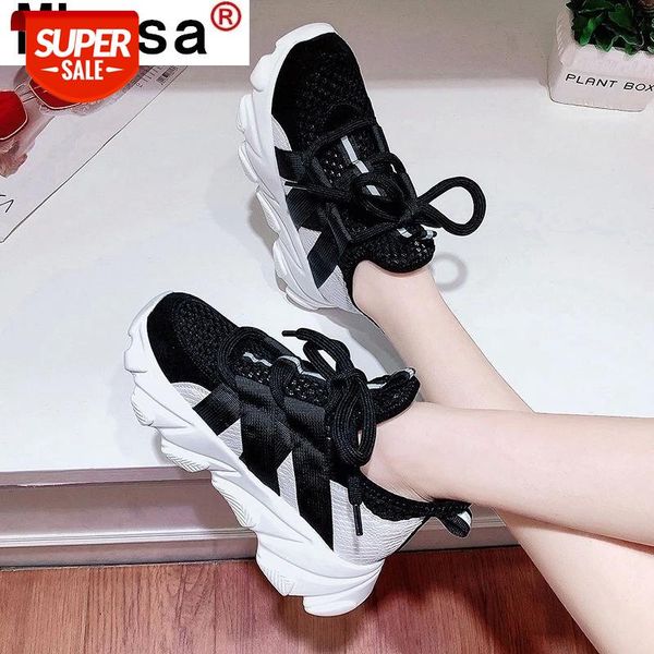 

2021 fashion women's shoes comfortable breathable mesh casual autumn woman solid color lace-up non-slip platform sneakers #rn7r