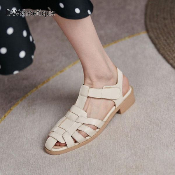

sandals summer woven strap close toe women chunky heel casual shoes, Black