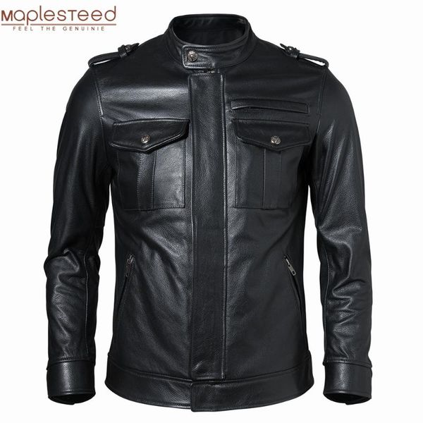 

men's leather & faux men genuine jacket 100% natural cowhide coat male clothing autumn spring asian size m602, Black