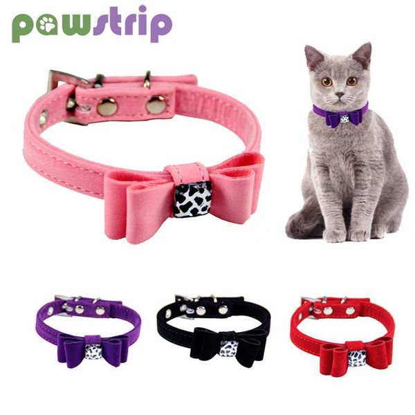 

cute bow tie cat collar leather dog leash puppy neck strap pet harness collars for dogs adjustable lead & leashes