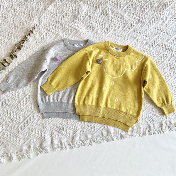 

kids girls long sleeve knit cloud raindrop sweater children clothing autumn winter baby pullover sweaters 210429, Blue