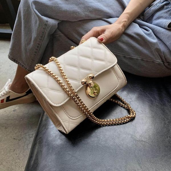 

summer chains women shoulder bag flap pu leather black crossbody diamond lattice versatile purses and handbags bolsa feminina bags