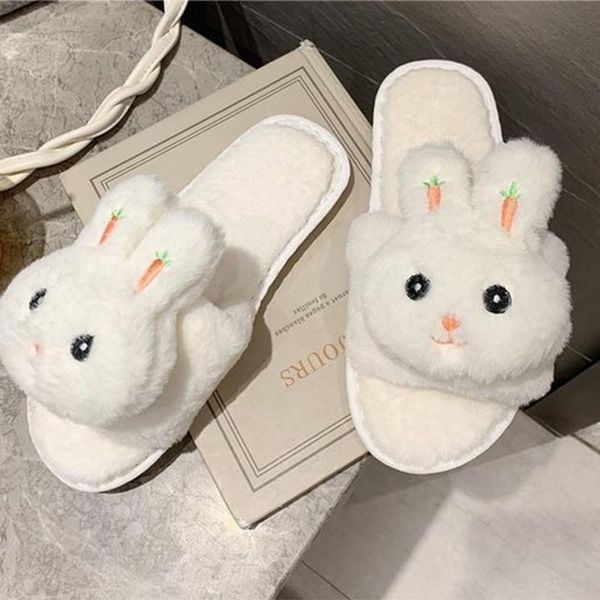 

woman warm slippers cute animal ladies plush solid flat female indoor home shoes casual soft comfortable open toe fashion 2021, Black