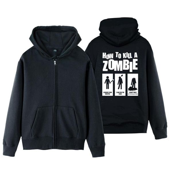 

women's jackets how to kill a zombie woman girl coat full zip hoodie fleece hooded jacket autumn winter couple clothes ziiart, Black;brown