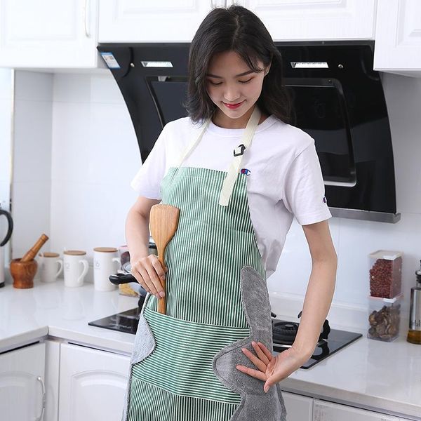 

aprons multifunctional kitchen waterproof hand-wiping apron household adjustable thickened japanese oil-proof overalls
