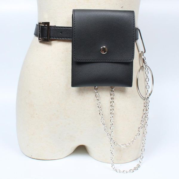 

women waist bag fanny pack bags for 2021 belt personality chain punk pu pouch purse ship