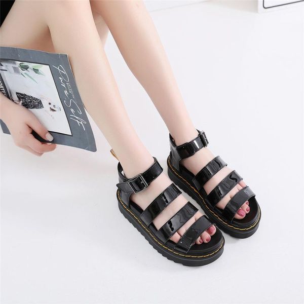 

summer platform shoes woman fashion buckle sandals women casual open toe gladiator sandalias mujer, Black