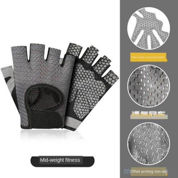 

50pair gym gloves men and women half finger pull horizontal bar dumbbell training sports knight non-slip breathable wrist cycling, Black