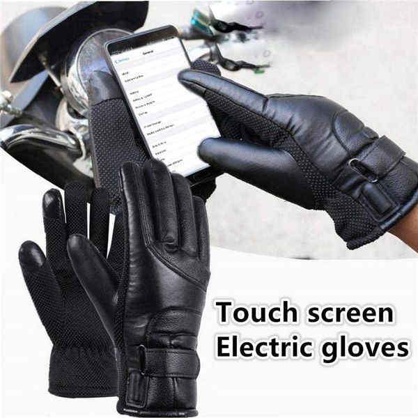

cycling gloves electric heated winter waterproof windproof warm heating touch screen usb powered g, Black
