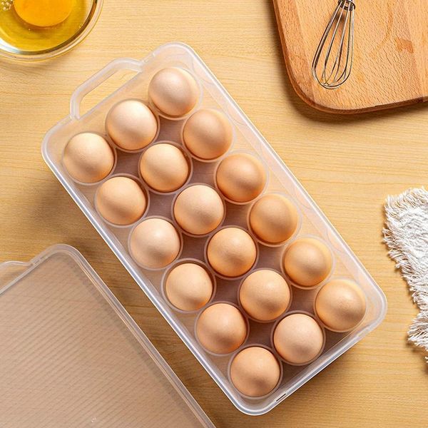 

storage bottles & jars clear covered egg holder 3-pack plastic for refrigerator tray container with lid fits 18 eggs
