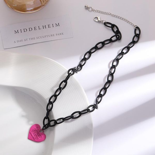 

pendant necklaces korean temperament punk black necklace female 2021 fashion sweet love clavicle chain accessories, Silver