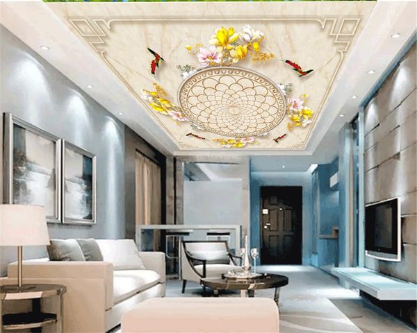 

wallpapers custom 3d flower wallpaper beautiful magnolia marble pattern indoor zenith decoration hd silk mural