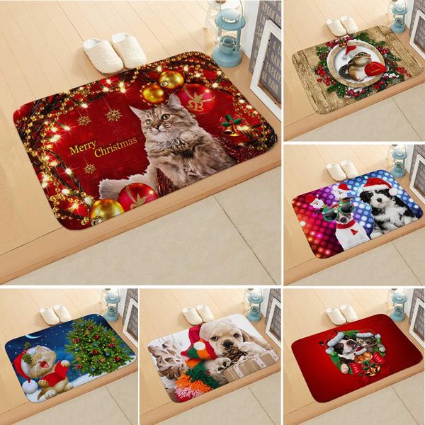 

bath mats 40x60cm christmas cat dog design floor mat entrance doormat rug anti-slip bathroom kitchen xmas decor