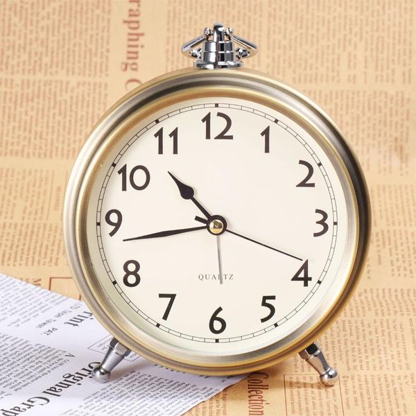 

desk & table clocks metal alarm clock roman numerals bedside silent sweep seconds