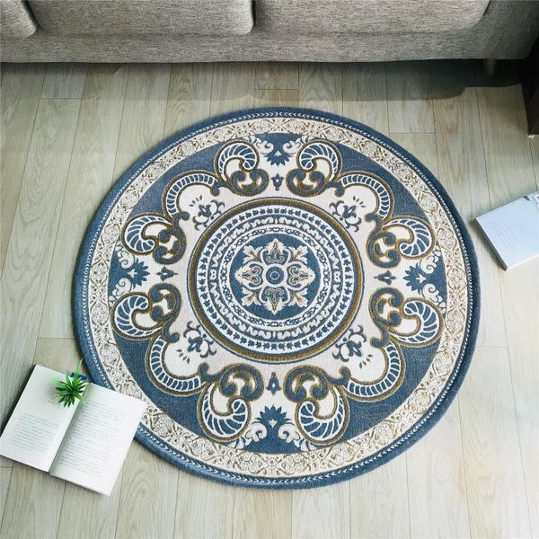 

chenille mats european-style round carpet living room coffee table simple carpets computer chair non-slip pads ethnic style rugs