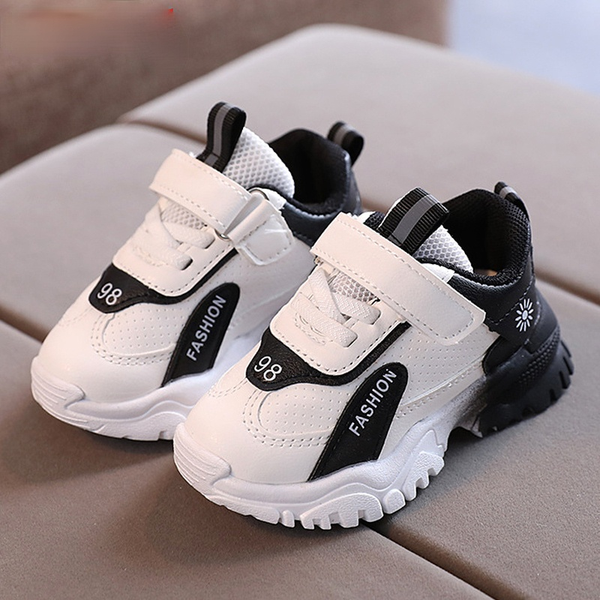 

size 21-30 children damping casual sneakers boys wear-resistant sneakers girls lightweight shoes baby shoes with breathable, Black;red