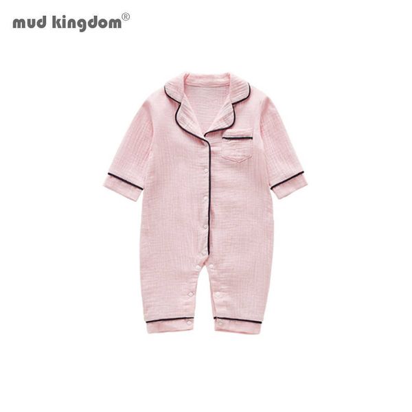 Mudkingdom Pamuk Bebek Tulum Uzun Kollu Yaka Tulum Kız Erkek Pijama Giyim Bebek Pijama 210615