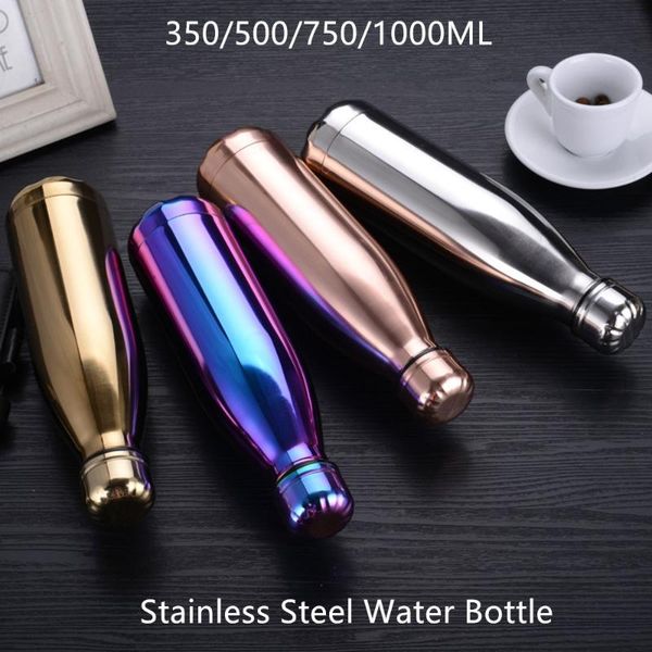 

water bottle 500/750/1000ml stainless steel portable drinking gym sports cycling drinkware kids school