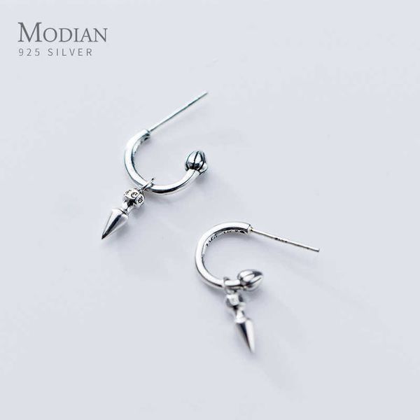 Mode Rock Punk Swing Kegel Halbkreis Ohrstecker für Frauen Sterling Silber 925 Party Schmuck Charme Weibliches Geschenk 210707