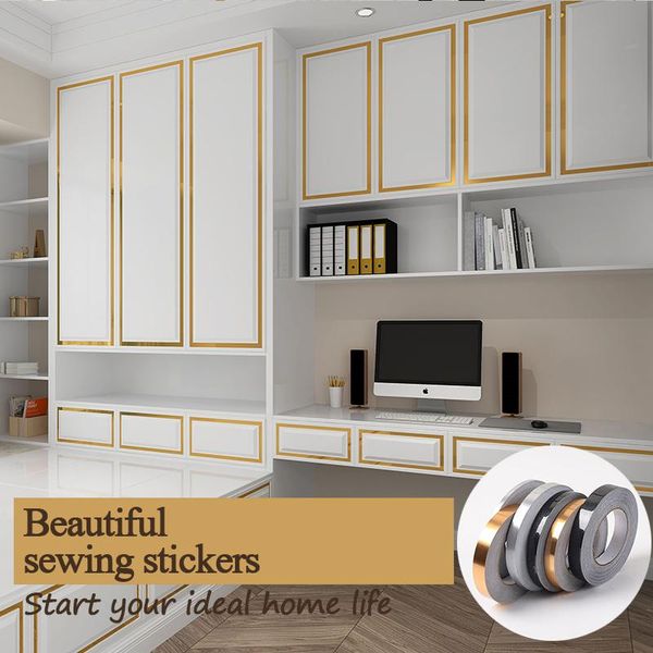 

window stickers home decor 50x0.05m gap sealing foil tape waterproof black gold silver diy copper strip wall sticker floor seam