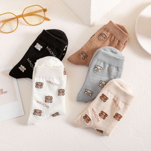 

autumn winter stockings cartoon cotton, Black;white