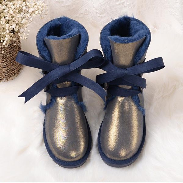 

boots lace up waterproof natural wool sheepskin 2021 women women's real fur genuine leather snow shoes, Black