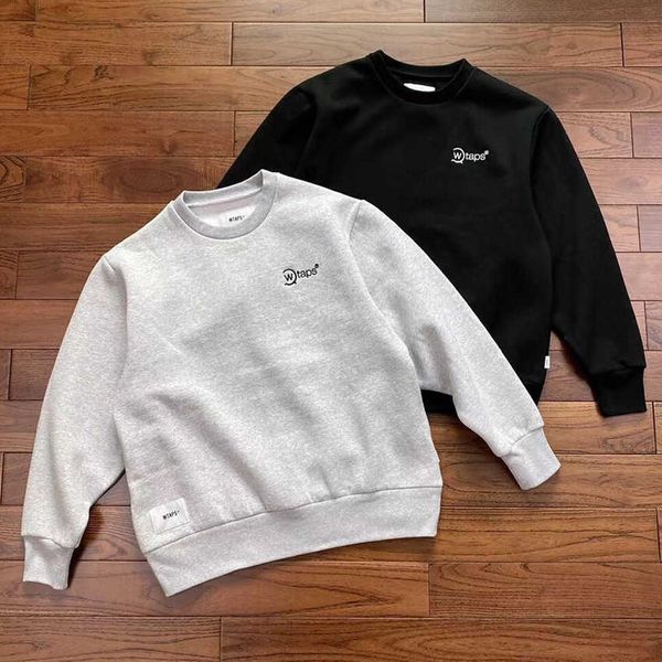 

wtaps crewneck fleece sweatshirt oversized hoodies harajuku hip hop punk gothic men clothing streetwear women tracksuit winter q0831, Black
