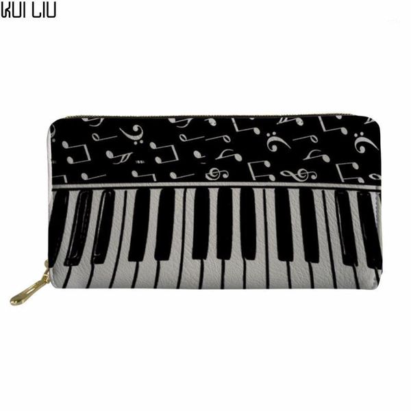

wallets clutch women long purse ladies coin change pocket female vintage piano pattern 3d card holders money bags black1, Red;black