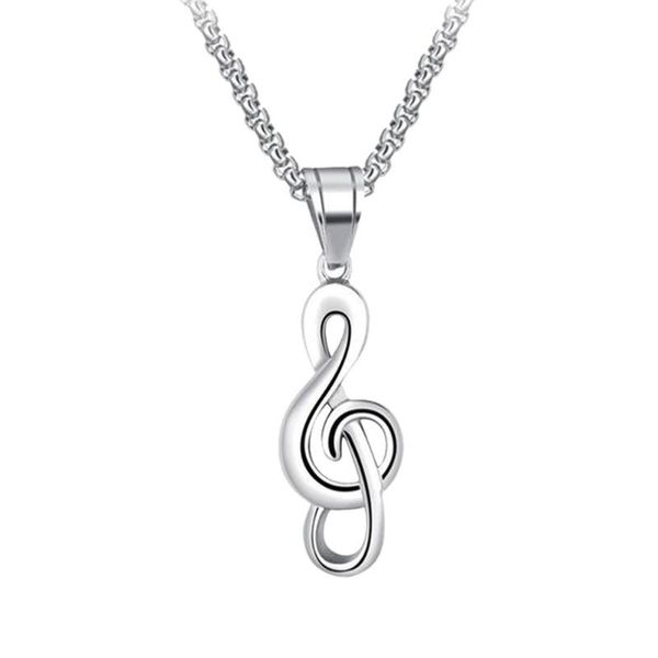 

pendant necklaces 1pc creative musical notation neck chain hip-hop male necklace (pendant+chain), Silver