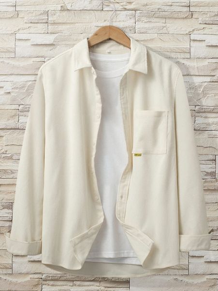 

men patched pocket corduroy shirt without tee g223#, White;black