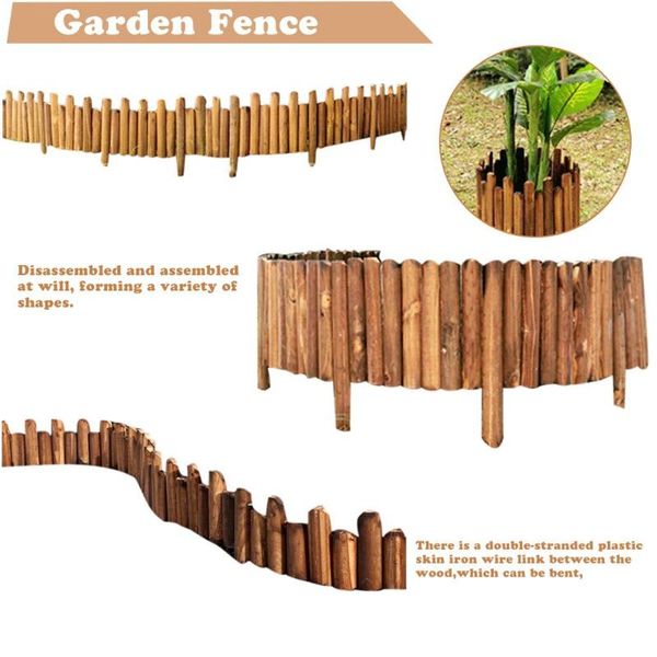 

fencing, trellis & gates spiked log roll border easy plug-in fence palisade corrosion resistant wooden edging for flower beds lawns paths ga
