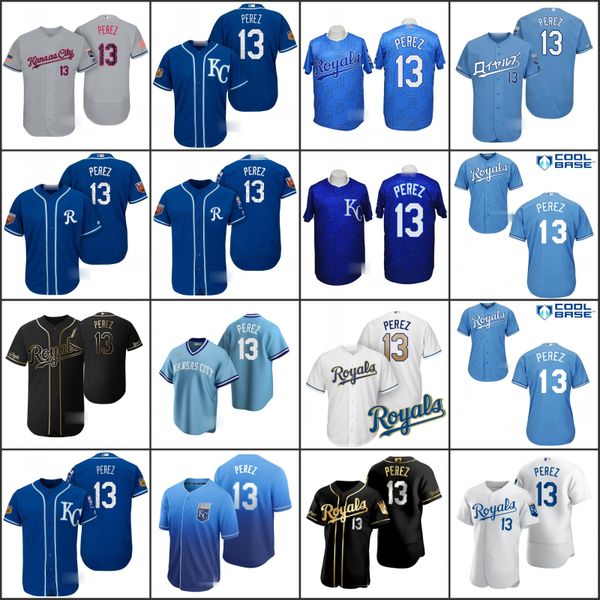 

kansas royals men 13 salvador perez women youthjerseys, Black;red
