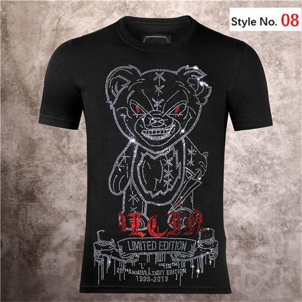 

trendy 2021 men's t-shirt diamond skulls women casual tshirt breathable short sleeve all-match heart print funny hip hop tees, White;black