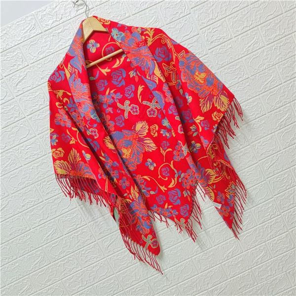 

scarves autumn and winter oversize women scarf thick square cashmere material neckerchief tassels lady muffler foulard en soie, Blue;gray