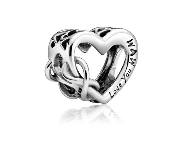 

fits pandora bracelets 30pcs mother's day love mum charms beads silver charms bead for women diy european necklace jewelry, Black
