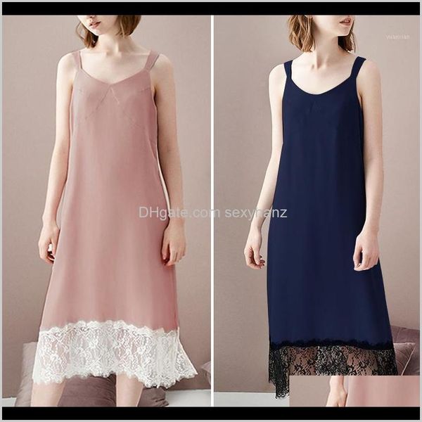 

womens underwear apparel drop delivery 2021 zanzea women nightdress lace vneck sleeveless sleepwear nightie nightgown solid spaghetti st, Black;red