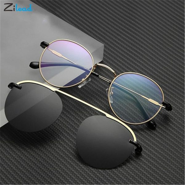 

sunglasses zilead round magnetic men and women sun glasses frame clip myopia polarized magnet metal, White;black