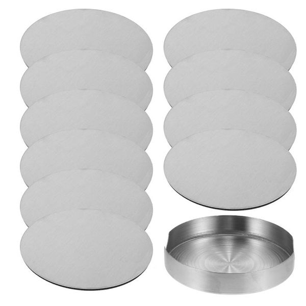

mats & pads 1 set of bowl stainless steel table with holder (silver)