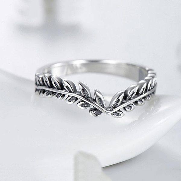 

100% 925 sterling silver pan ring simple and personalized ear of wheat rice for women wedding party fashion jewelry cluster rings, Golden;silver