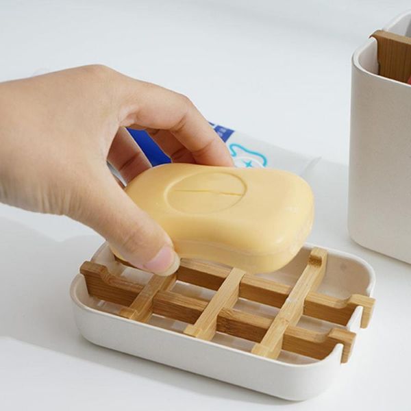 

soap dishes portable bamboo fiber shower holder draining box kitchen bathroom supplies tray tool dish plate