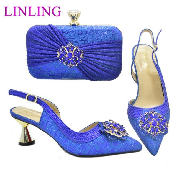 

dress shoes italian design blue color 2021 nigerian selling party ladies and bag set decorated with special narrow band flower, Black