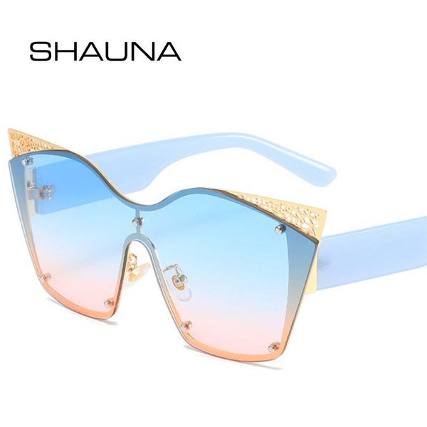 

sunglasses shauna retro oversized cat eye women fashion one piece gradient eyewear metal hollow sun glasses men shades uv400, White;black