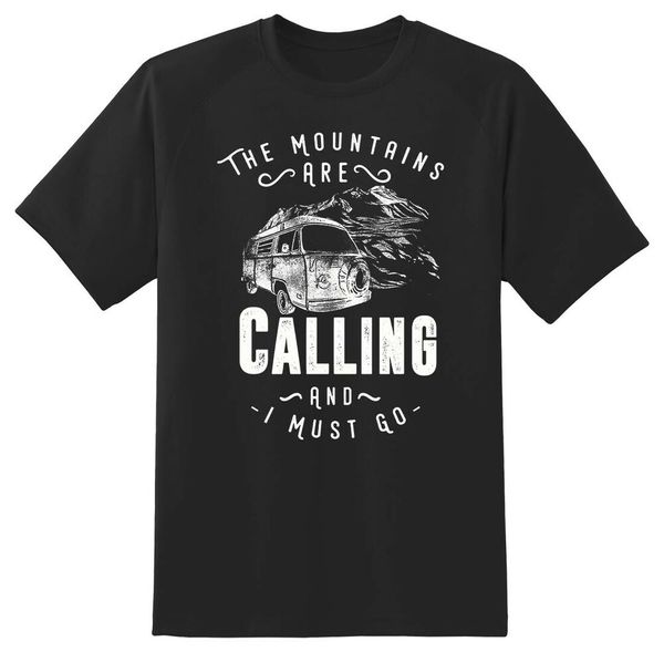 

the mountains are calling and i must go black or white tee, White;black