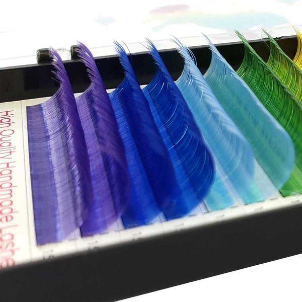 

false eyelashes colorful private label easy fan individual eye-lash extensions professional set supplies