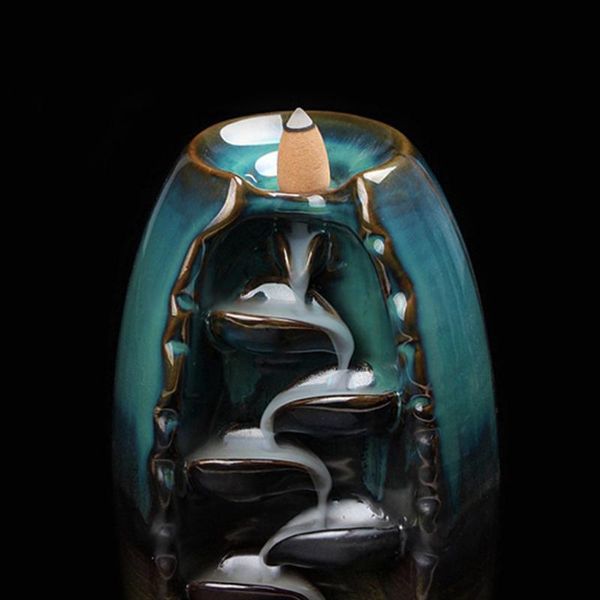 

fragrance lamps car device ceramic buddhist incense burner smoke backflow waterfall censer holder decor drop wholesale